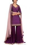 Megha and Jigar Purple embroidered gharara set Online Shopping