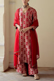 MimamsAa by Ankita Singh Red satin silk brocade kurta set Online Shopping