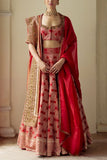 MimamsAa by Ankita Singh Red satin silk brocade lehenga set Online Shopping