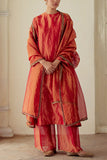 MimamsAa by Ankita Singh Rustic red tissue silk kurta set Online Shopping