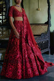 Mishru Red embroidered lehenga set Online Shopping