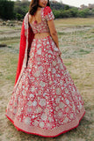 Mishru Red embroidered lehenga set Online Shopping