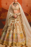 Masaba Almond embroidered raw silk lehenga set Online Shopping