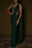 Mynah's Reynu Taandon Dark green embellished sari set Online Shopping