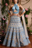 Mynah's Reynu Taandon Aqua blue embroidered lehenga set Online Shopping