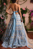 Mynah's Reynu Taandon Aqua blue embroidered lehenga set Online Shopping