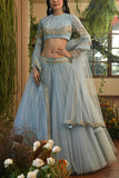 Mynah's Reynu Taandon Aqua blue lehenga set Online Shopping