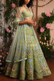 Mynah's Reynu Taandon Green embroidered lehenga set Online Shopping