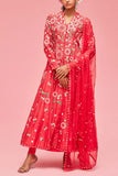 Nachiket Barve Coral embroidered kalidar kurta set Online Shopping