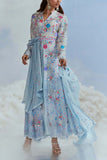 Nachiket Barve Icy blue floral embellished kurta set Online Shopping