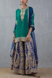 Nidhi Tholia Green and navy embroidered sharara set Online Shopping