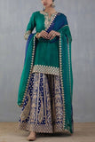 Nidhi Tholia Green and navy embroidered sharara set Online Shopping