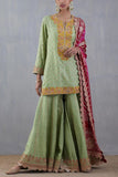 Nidhi Tholia Mint green and pink bandhani sharara set Online Shopping