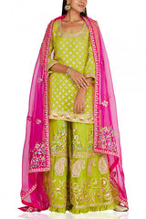 Nidhi Tholia Green embellished sharara set Online Shopping