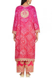 Nidhi Tholia Pink and red bandhej kurta set Online Shopping