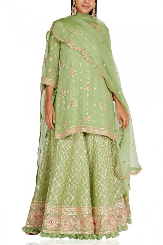 Nidhi Tholia Mint embroidered sharara set Online Shopping