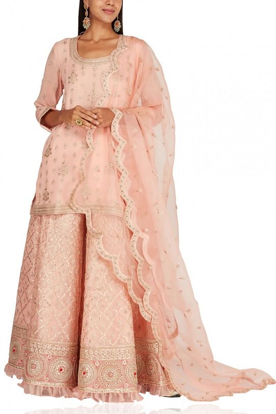 Nidhi Tholia Pink embroidered sharara set Online Shopping