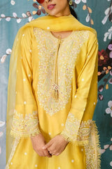 Niti Bothra Yellow embroidered sharara set Online Shopping