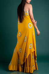 Nupur Kanoi Mustard one shoulder cape and gharara Online Shopping