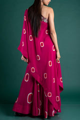 Nupur Kanoi Pink one shoulder cape and gharara Online Shopping