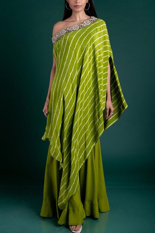 Nupur Kanoi Pista green cape and gharara Online Shopping