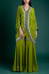 Nupur Kanoi Pista green jacket and gharara set Online Shopping