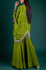 Nupur Kanoi Pista green jacket and gharara set Online Shopping