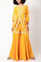 Nupur Kanoi Yellow embroidered jacket and gharara Online Shopping