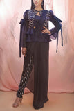 Masumi Mewawalla Blue jacket and pant sari set Online Shopping