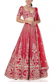 Masumi Mewawalla Red embroidered lehenga set Online Shopping