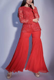 Prémya by Manishii Red embroidered peplum sharara set Online Shopping