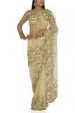 Prémya by Manishii Gold embellished sari set Online Shopping