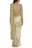 Prémya by Manishii Gold embellished sari set Online Shopping