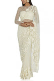 Prémya by Manishii Ivory embroidered tulle sari set Online Shopping