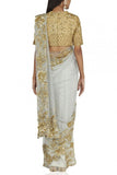 Prémya by Manishii Grey embellished organza sari set Online Shopping