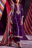 Punit Balana Purple embroidered velvet kurta set Online Shopping