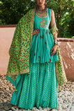 Punit Balana Turquoise kedia top and gharara set Online Shopping