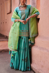 Punit Balana Turquoise kurta gharara set Online Shopping