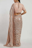 Rabani and Rakha Pink sequin striped sari set Online Shopping