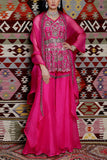 Ridhima Bhasin Fuchsia embroidered peplum and sharara set Online Shopping