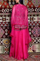 Ridhima Bhasin Fuchsia embroidered peplum and sharara set Online Shopping