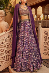 Ridhima Bhasin Purple printed sharara and cape set Online Shopping