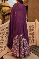 Ridhima Bhasin Purple printed sharara and cape set Online Shopping