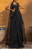 Ridhima Bhasin Black concept sari and cape set Online Shopping