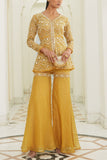 Ridhima Bhasin Yellow organza sharara and jacket set Online Shopping