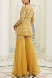 Ridhima Bhasin Yellow organza sharara and jacket set Online Shopping