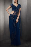 Rohit Gandhi + Rahul Khanna Blue embellished concept sari set Online Shopping