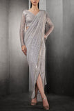 Rohit Gandhi + Rahul Khanna Silver embellished concept sari Online Shopping