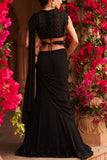 Reeti Arneja Black embroidered draped sari set Online Shopping