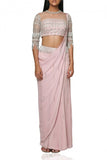 Reeti Arneja Pink draped sari with blouse Online Shopping